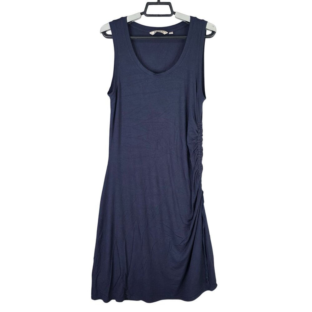 Womens Athleta Navy Sleeveless Side Ruched Midi Dress Modal Spandex Blend Size S